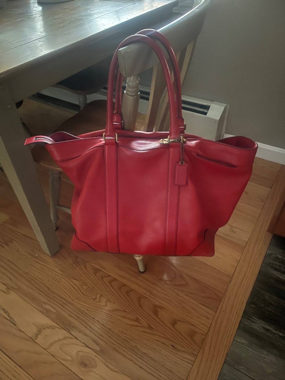 Vintage Red Leather Weekender Coach Bag - Picture 11 of 11